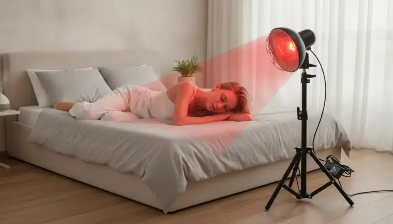 Gezielte Wärme: Infrarotlampe auf Stativ